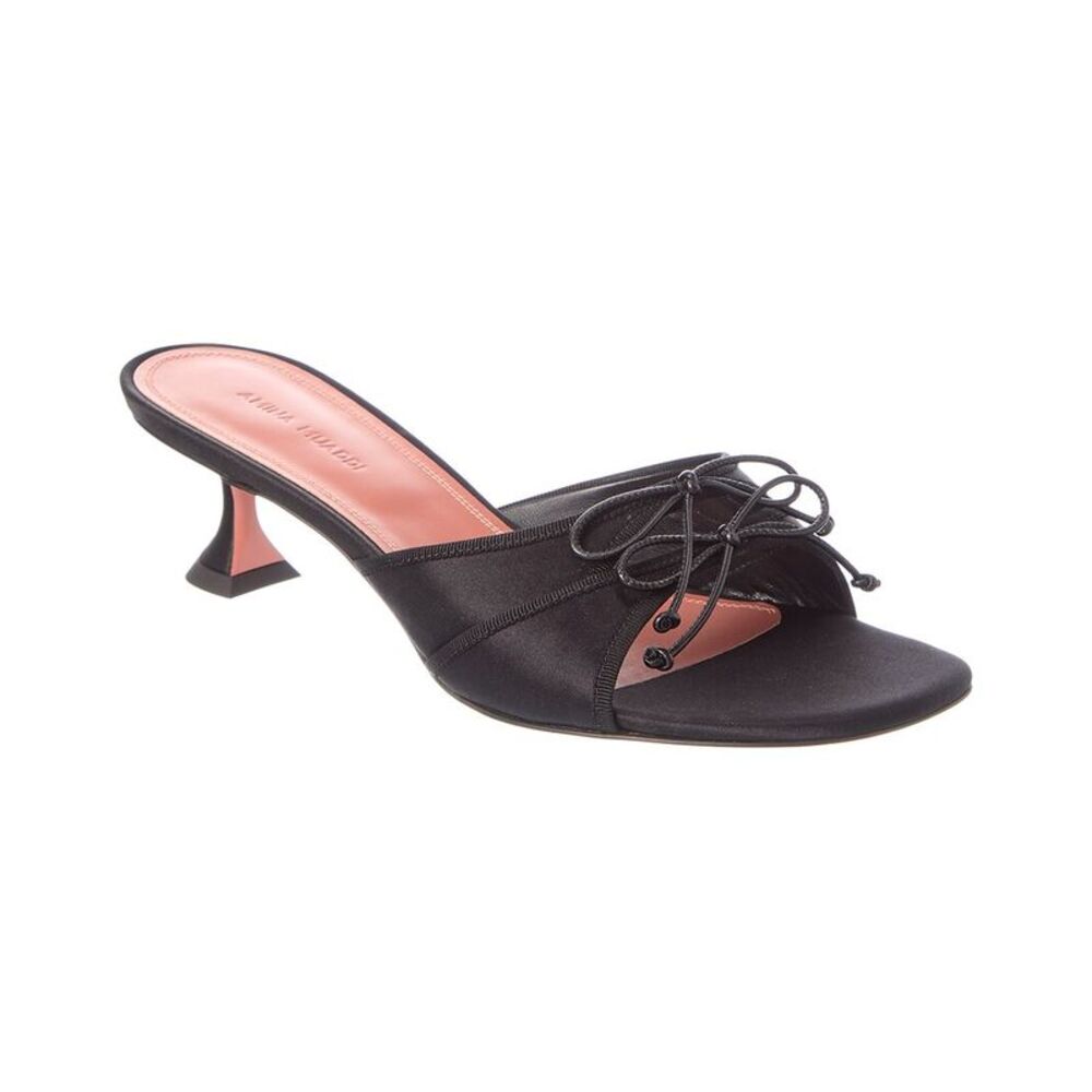 Amina Muaddi Eleonora Satin Sandal, Black
